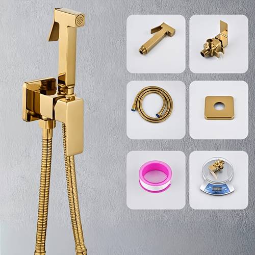 a bathroom plumbing set made of heavy duty steel including a toilet shower head suitable for toilets showers and washing machines with connecting fittings without electricity ideal for residential