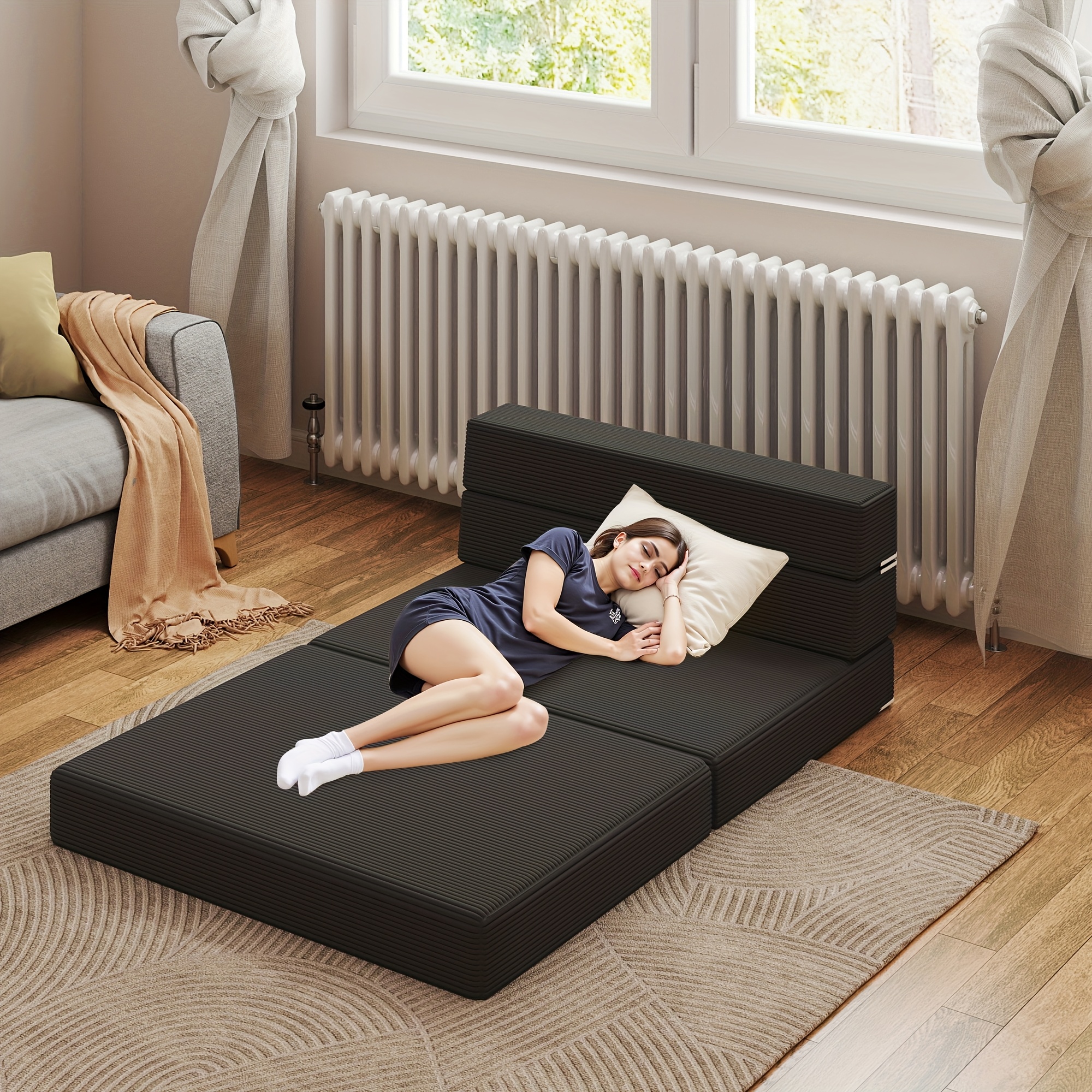 Twin Futon Armchair Convertible Twin Futon Sofa Bed With Corduroy - Main Image