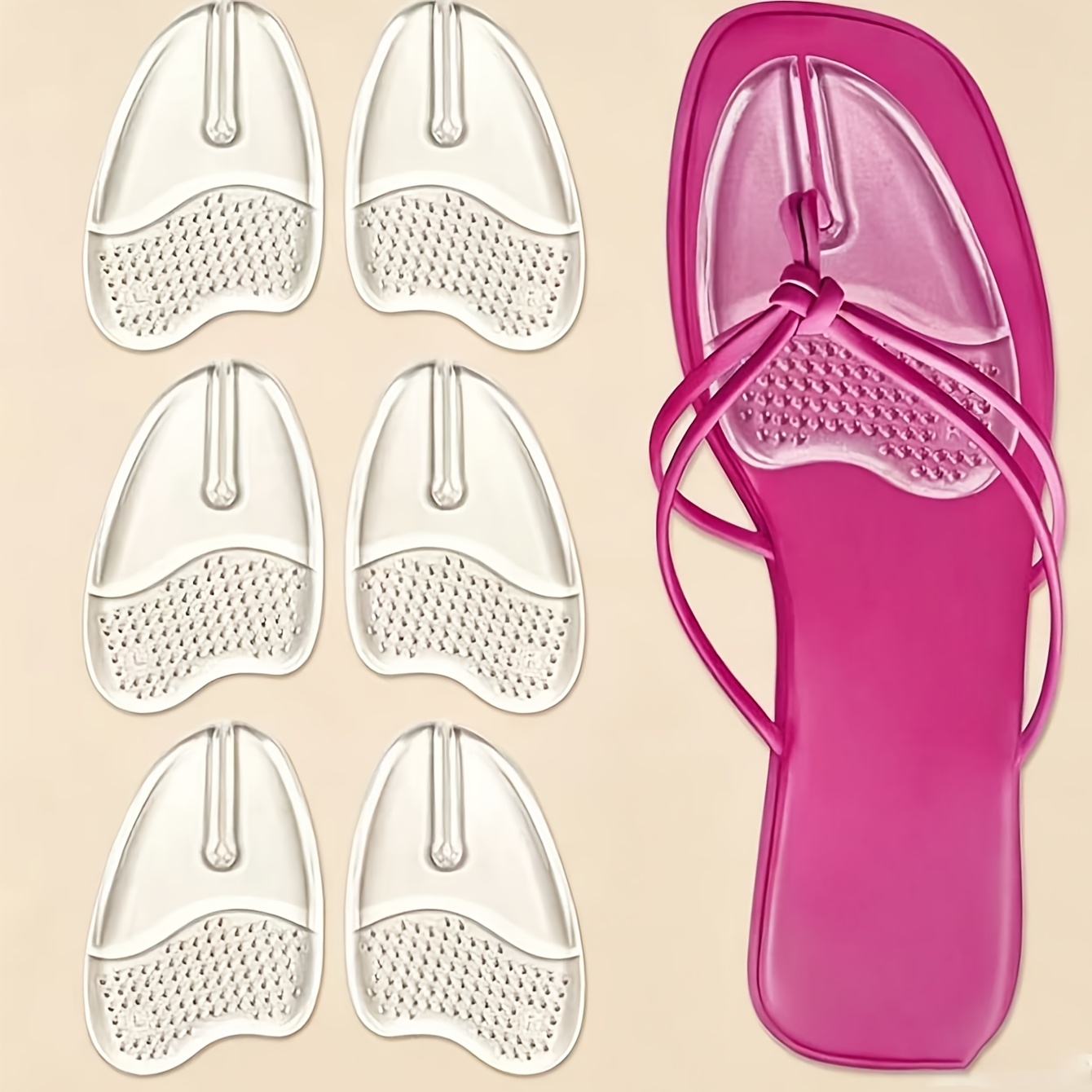 1 Pair Of Summer New Herringbone Particle Forefoot Pad Clip-toe Slippers Insole Comfortable Anti- Washable Silicone Forefoot Pad Suitable For Sandals, Single Shoes, And High Heels