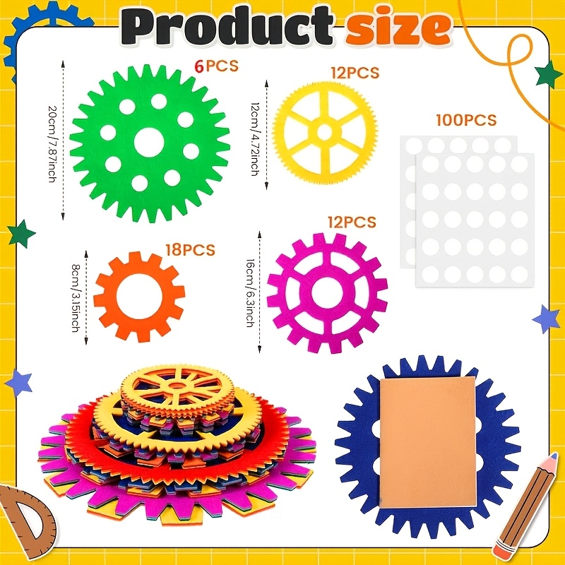 TEMU 48pcs Colorful Gear-shaped Felt Wall Decor For School Parties, Engineering Design Parties, And Home Decoration, In 4 Sizes Christmas Halloween