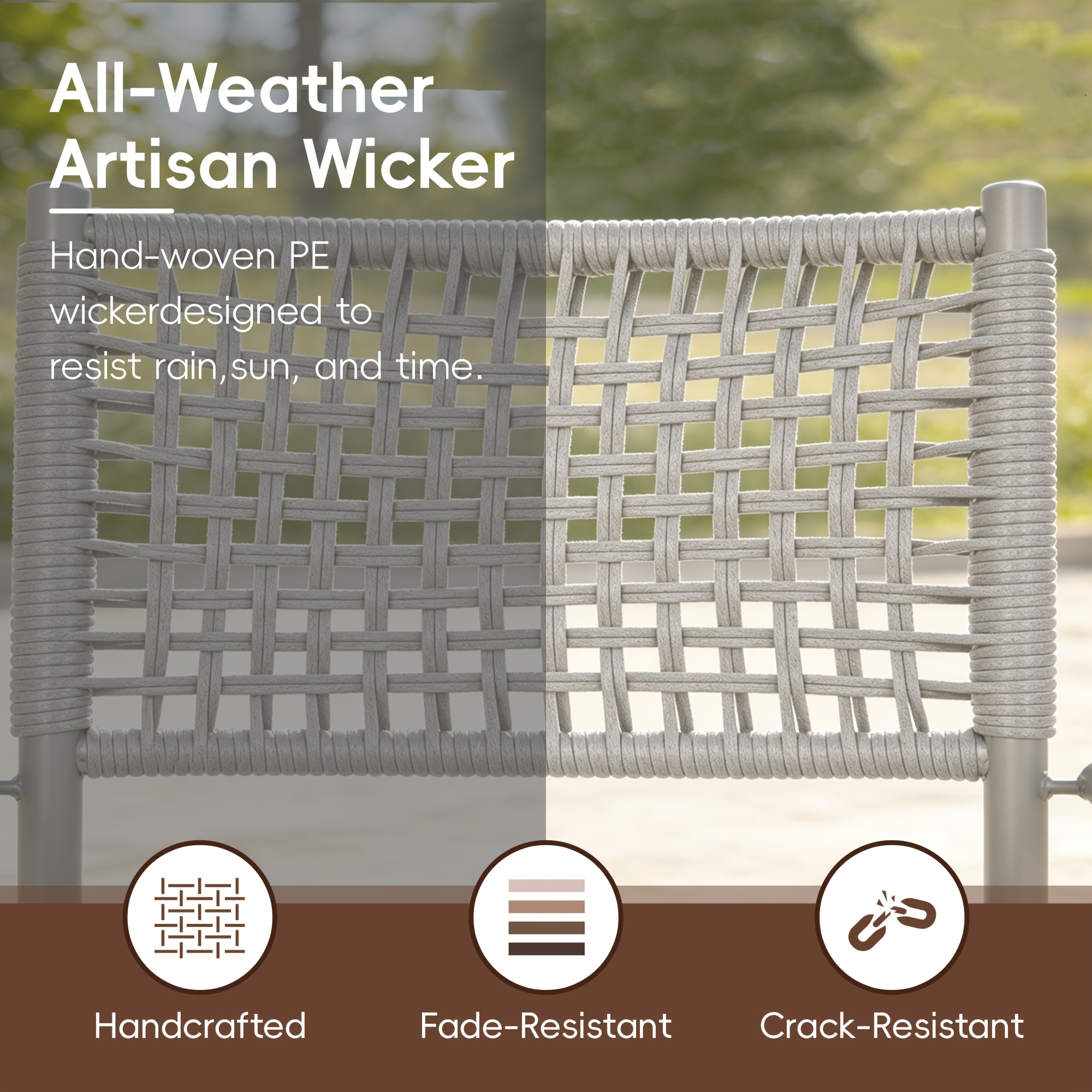 HARAISEDK Patio Dining Chairs Set Of 4/6 Stackable Ergonomic Rattan Armchairs All Weather Powder Coated Metal Frame Garden, Balcony, Poolside White/Gray