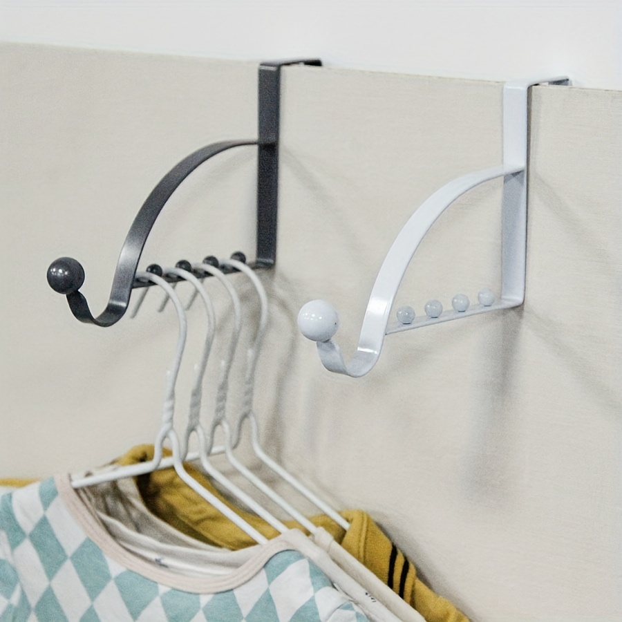 

Contemporary Metal Over-the-door Hooks - 1pc, Door Mount, Easy Install, Painted Finish, For Hanging Clothes & Bags