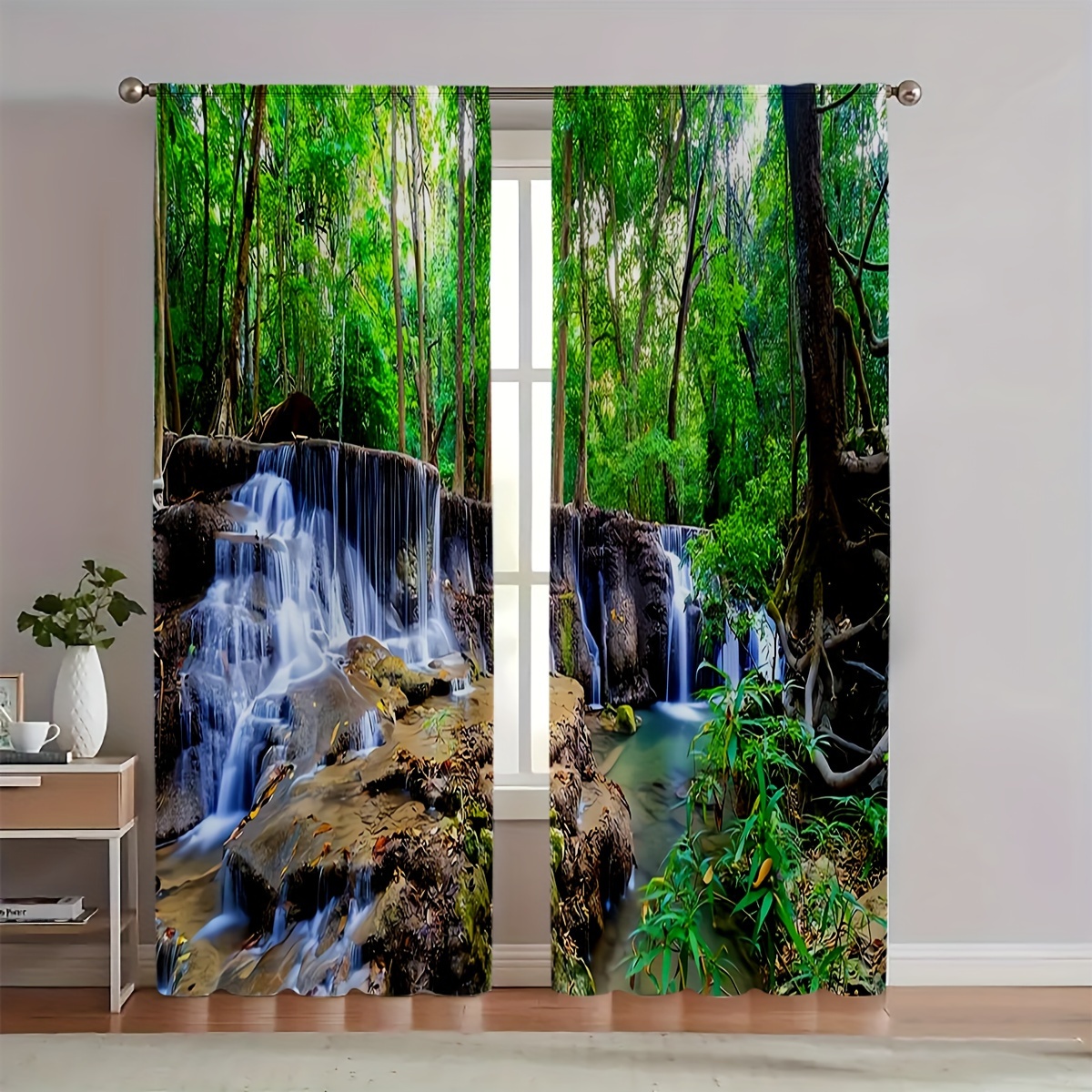 

Polyester Doorway Curtain Set Lining, , 3d Printed For , Reducing Filter Rod Drapes, Bedroom Decor - 2 Panels Set