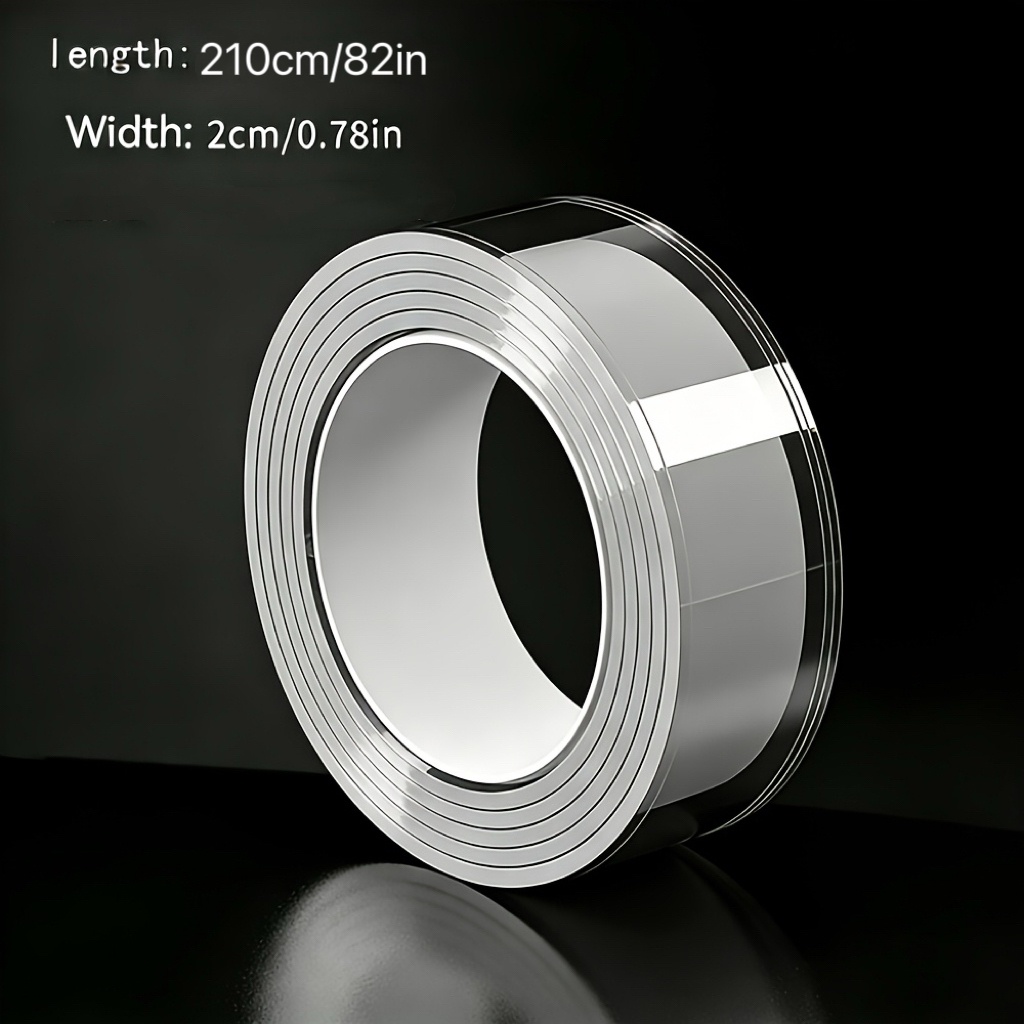 TEMU 1 Rolle Hochleistungs-Nano-Doppelseitiges Klebeband, 2,1 m/82,68 Zoll lang – Wiederverwendbarer, spurenloser waschbarer starker Klebestreifen,