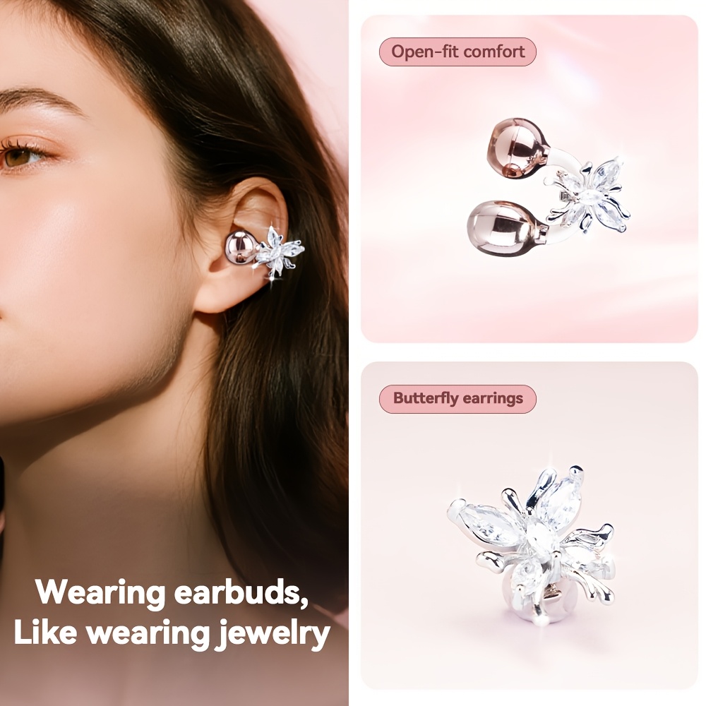 LIFEBEE OWS Clip-On Earbuds • Wireless Open Earphones with Detachable Beautiful Earrings • Comfortable Non-in-ear Design with HiFi Sound • Voice Noise Cancellation • Long Battery Life • Suitable for Exercise/Sports/Outdoors • Outdoor Headphones • Workout Audio • Fashionable Headphones • Stylish Earphones • Comfortable Fit • Hifi Audio • Outdoor Adventurers