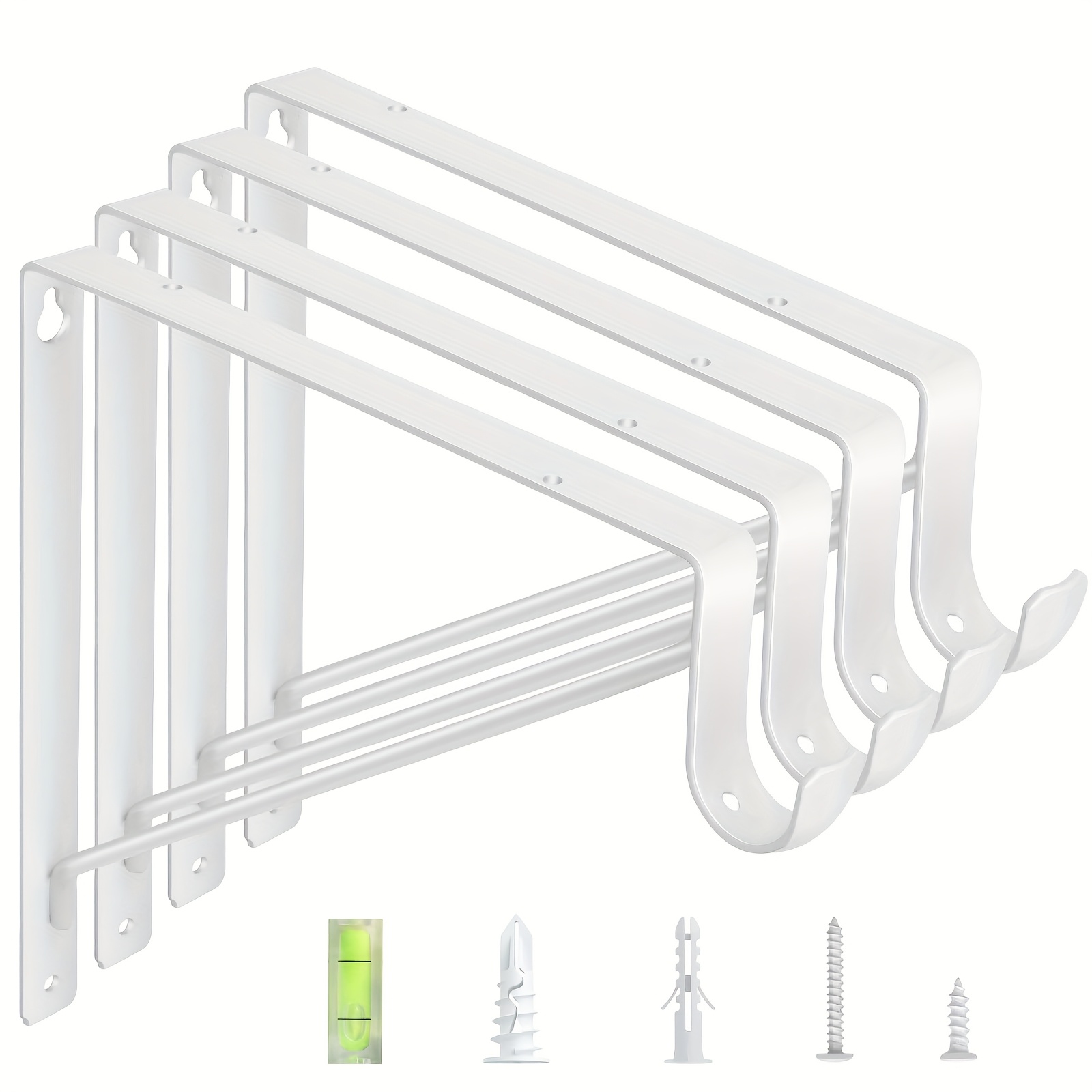 TEMU 4-pack Heavy Duty Closet Rod Brackets 10.8x10.8 Inch, Matte Black Steel Wall Mounted Shelf Brackets With 300 Lbs Load Capacity, Includes Anchors