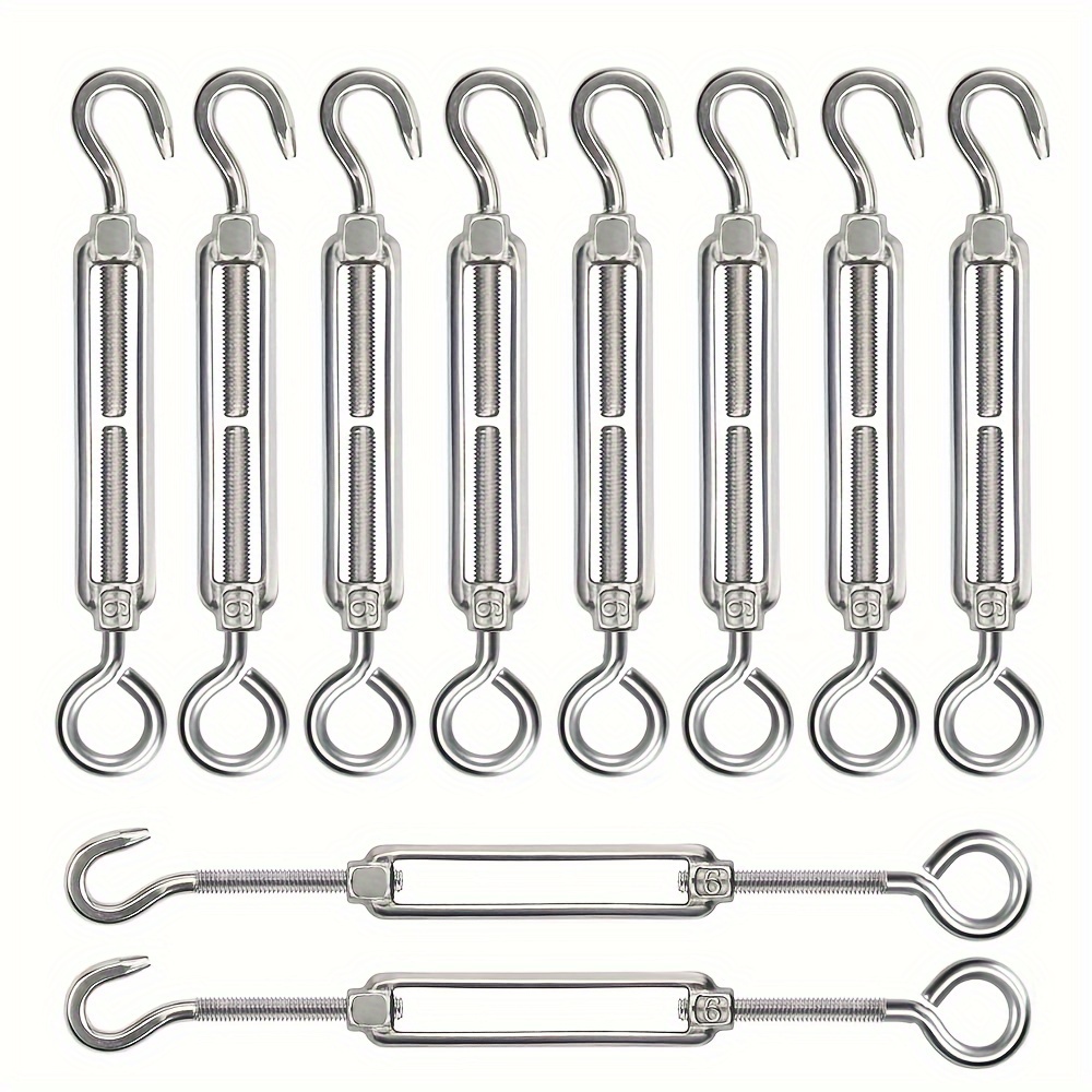 

M6 Carbon Steel Turnbuckles 10-pack, Adjustable Rope Tensioner Set For Garden Wire, Fence, Awning System