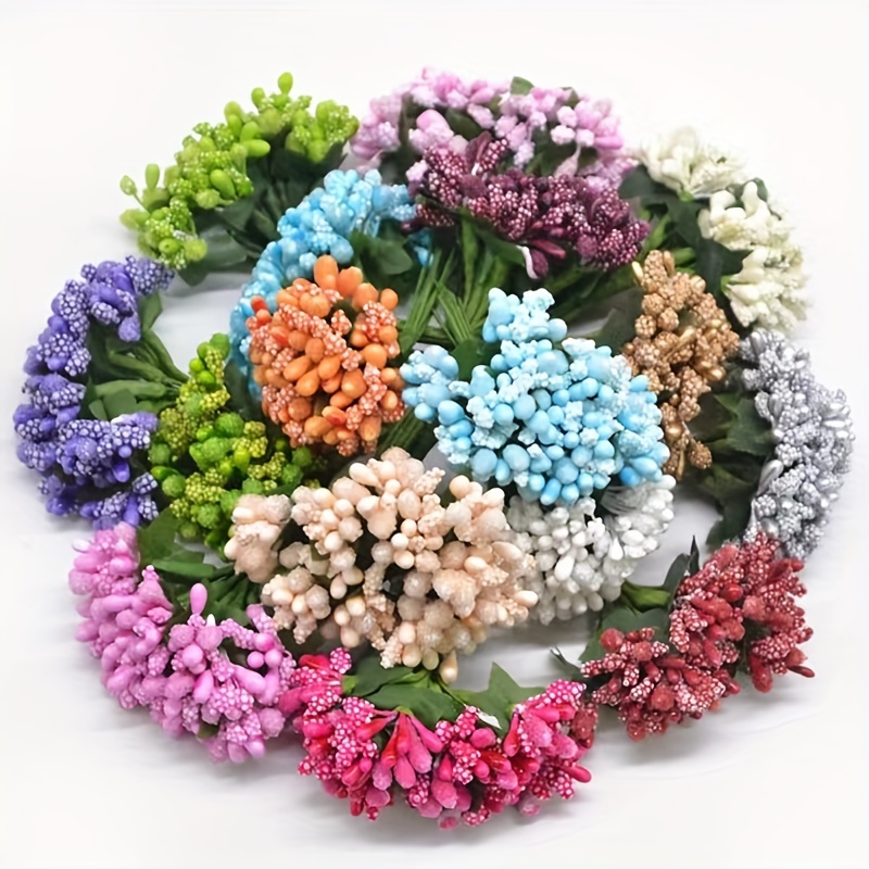 

12 Wreaths Of Flower Material, Foam Face Beads, Small Flower Core, Diy Colorful Flowers, Small Berries, Wedding Candy, Gift Box, Pearl Decoration Accessories