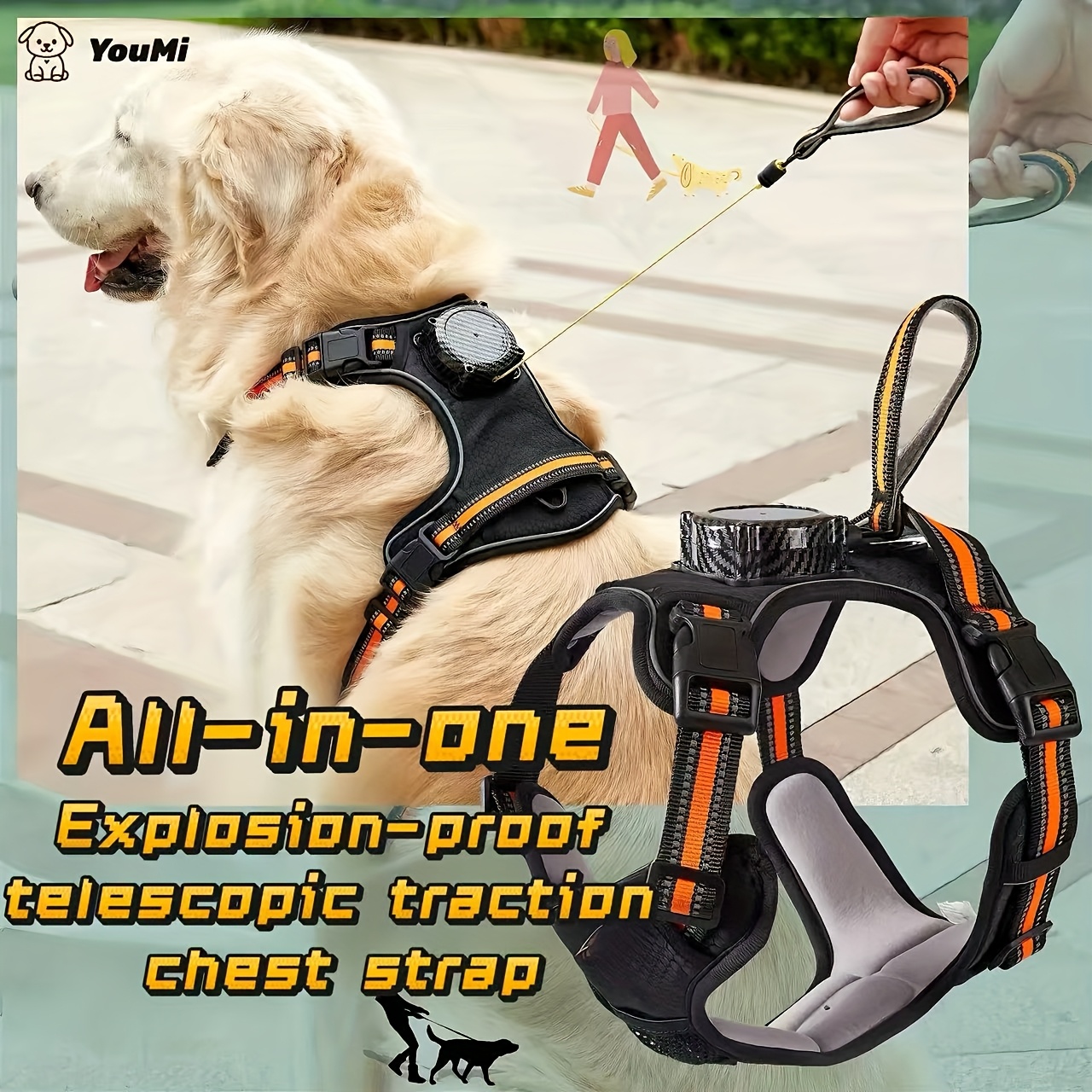 All-in-One Dog Harness, Collar, and Leash Set