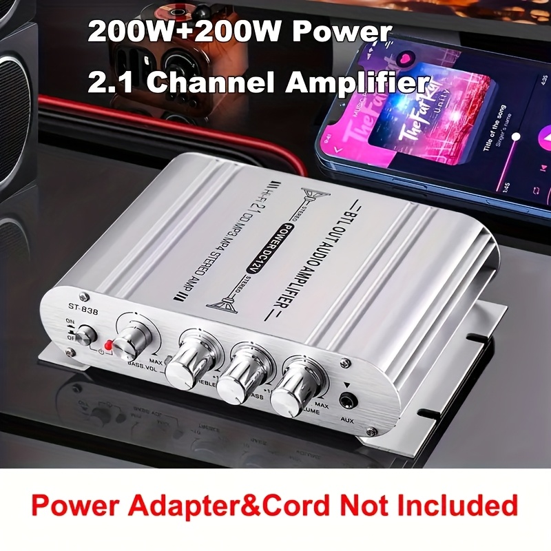2.1チャンネル オパワーアンプ st 838アンプ rms 20wx2+40w クラスd