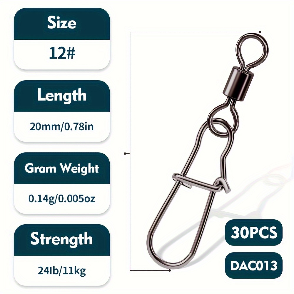 Image of 30/100pcs Heavy Duty Swivel Lure Connector Snap Ball Bearing Strong And Durable Lure For Improved Fishing Success