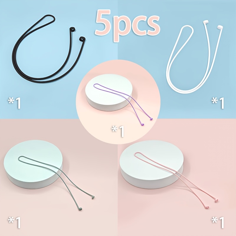TEMU Lot de 5 étuis pour écouteurs avec sangle souple fil pour écouteurs de sport, résistants à l' et très élastiques ; embouts et câble, doux pour ,