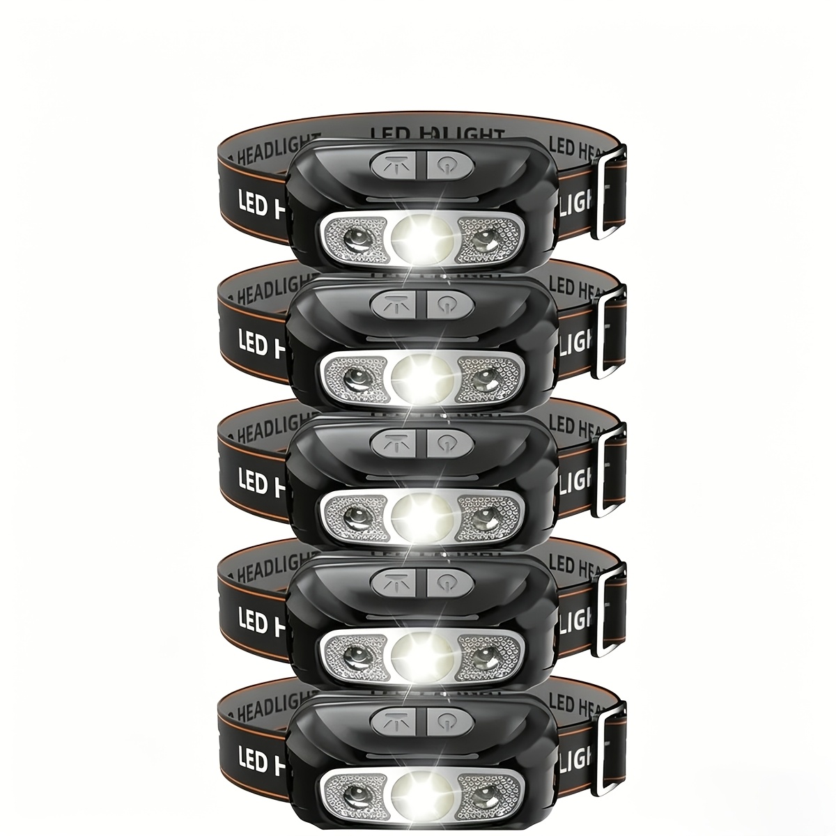 TEMU 10/5pcs Strong Headlamp - Rechargeable Led Head-mounted Light For Camping, 3 Lighting , Hiking, And Fishing, Outdoor , Modern Headlamp,