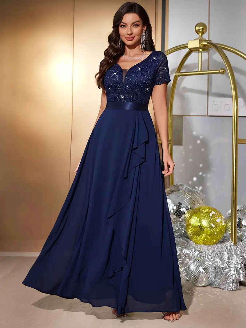 24245a elegant womens sequin lace bridesmaid maxi dress mesh - Temu 24245a elegant womens sequin lace bridesmaid maxi dress mesh - Temu