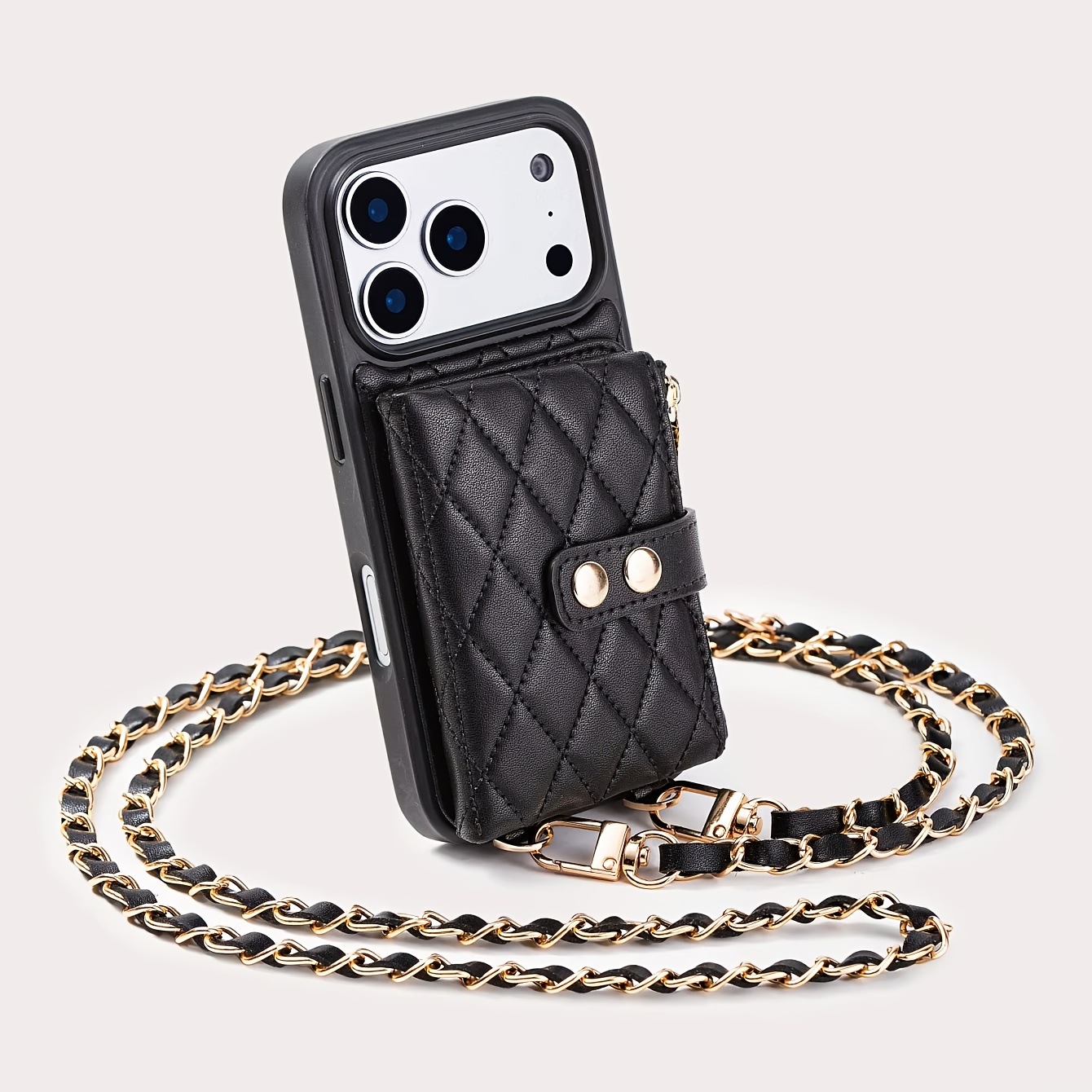 E-shop Handyhülle - 1 Stück Große Kapazität Diamantgitter Doppel Schnalle Handy Tasche Wallet Style Kartenhalter Handyhülle mit Kartenfach und