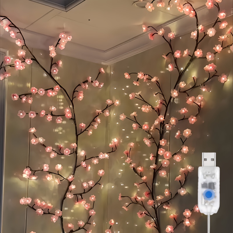 

96/144led Cherry Chandelier Rattan Light, Usb Powered, 8 , Decoration For New Year's Day, Valentine's Day, Easter, Thanksgiving And Other Holiday Party Decorations