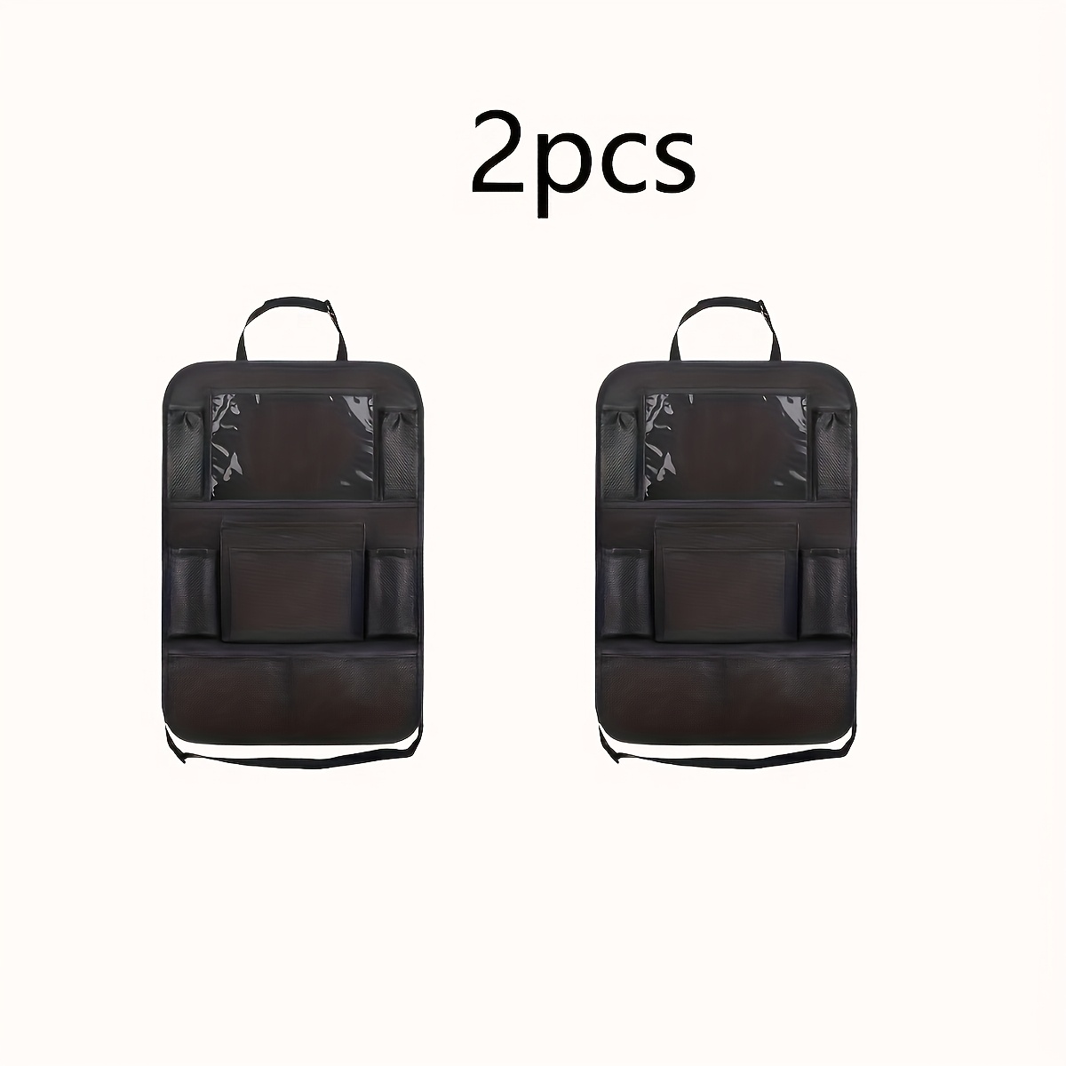 TEMU 2pcscar Seat Rear Storage, Rear Footrest With Touchscreen Tablet Stand, Multiple Pockets To Accessories, Suitable For Most Cars