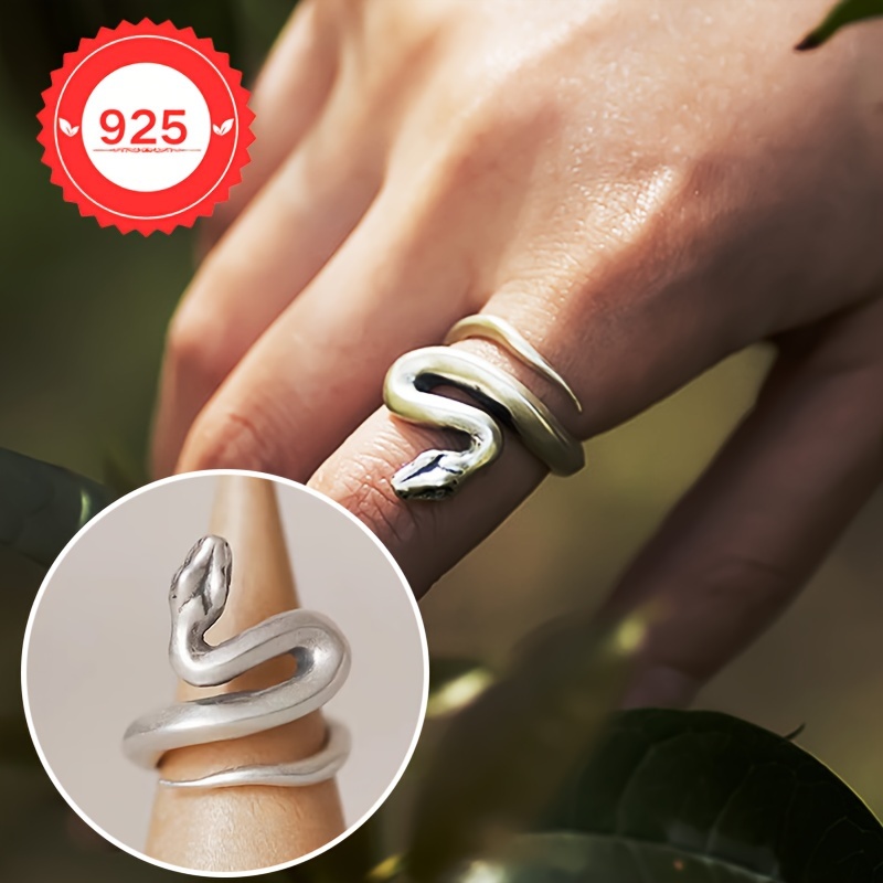 

S925 Silver Retro Vintage Small Snake Ring, Cool Snake , Suitable For , Parties, Gifts - Elegant Jewelry Suitable For All