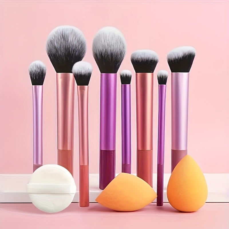 TEMU A Set Of 11 Beauty Tools, Including An 8pcs Set Of Colorful Makeup Brushes, 2 Beauty Sponges, And 1 Powder Puff Needs And Used As A Holiday Gift Set, Perfect For To .