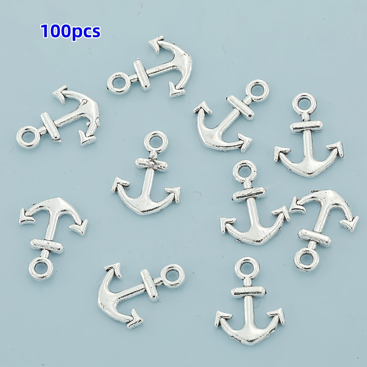 E-shop 100 Stück Ankerförmige Anhänger Retro Legierung Zubehör, geeignet für Halsketten, Ohrringe, Armbänder, Dekorationen, Haar Accessoires,