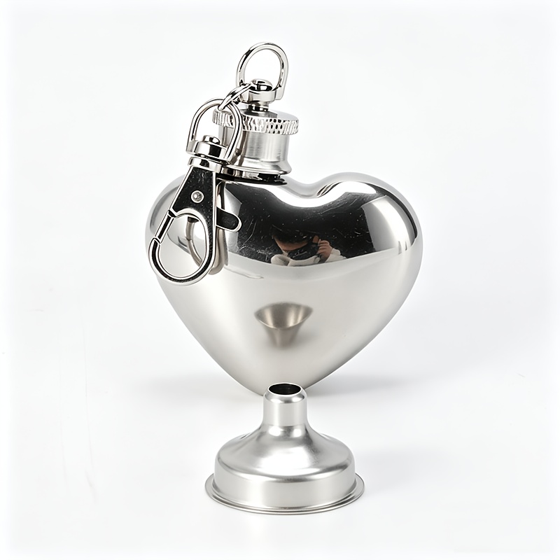 TEMU 1 Set (1pc Liquor Bottle And 1pc Funnel) 1oz Stainless -shaped Liquor Bottle Small Button Stainless Steel Round Liquor Bottle 1oz Portable 304