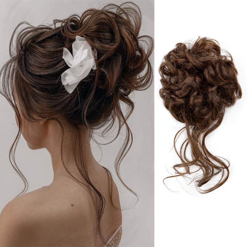 elegant womens synthetic curly donut hair extension easy to style for daily wear christmas parties details 7