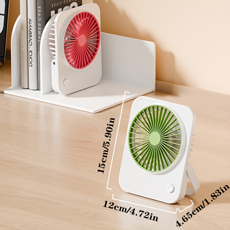 Ventilador de escritorio ligero y delgado de 1 unidad, requiere 2 pilas n.º 5 (pilas no incluidas), con soporte plegable, ajuste de viento de una velocidad, lo suficientemente portátil para caber en un bolso, para viajes de camping al aire libre