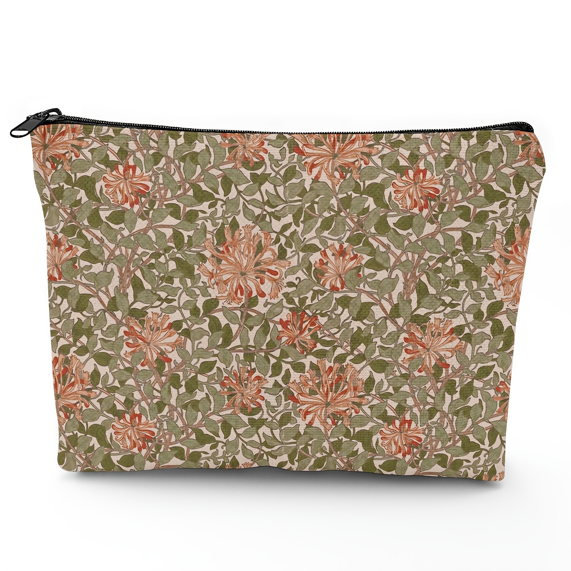 TEMU Fashion Cosmetic Bag, Featuring William 's Honeysuckle, Perfect For Organizing Lipsticks, Makeup Brushes, And Other Small Beauty Products