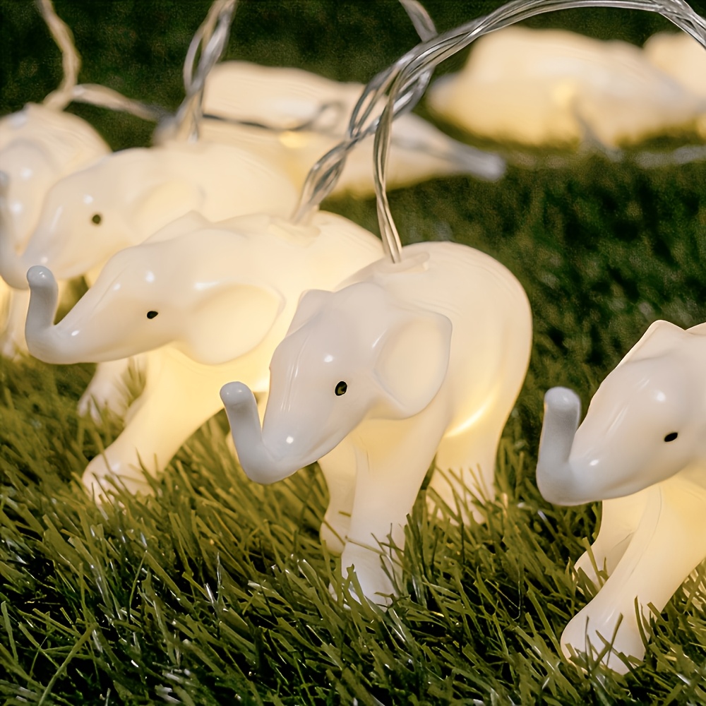 TEMU 1pc 200cm/78.7inch/10 Led Elephant-shaped Decorative String Lights, Battery Powered (batteries Not Included), Suitable For Zoo-themed Miniature