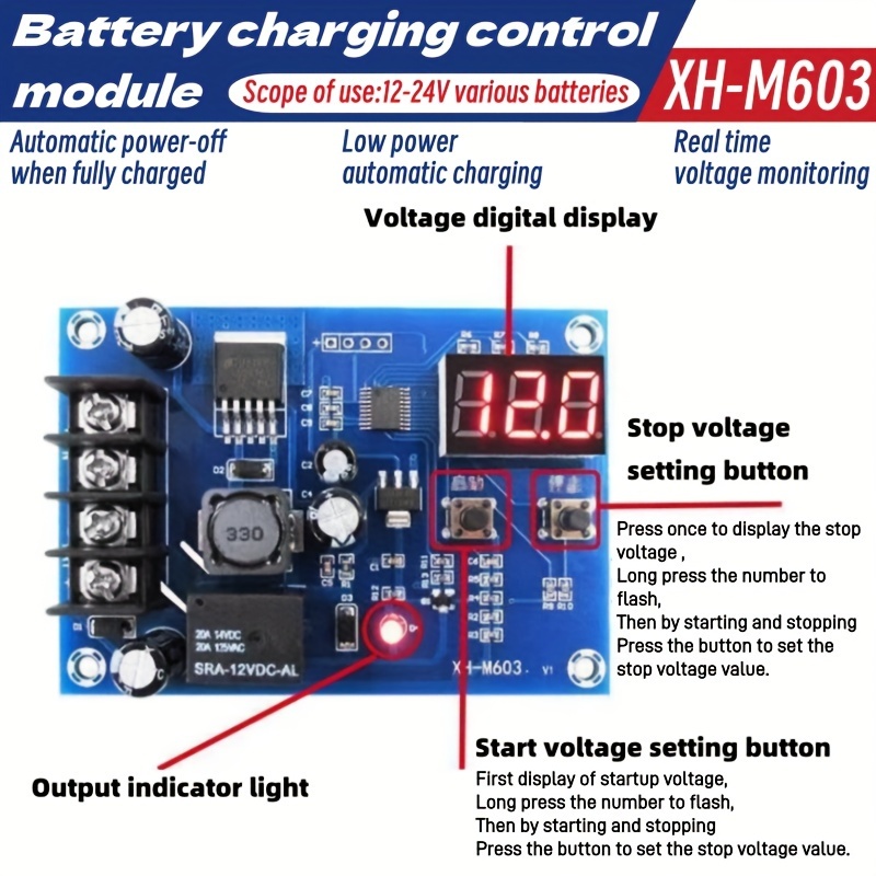 

Battery Lithium Battery Charging Control Module Battery Charging Control Protection Switch 12-24v Xh-m603