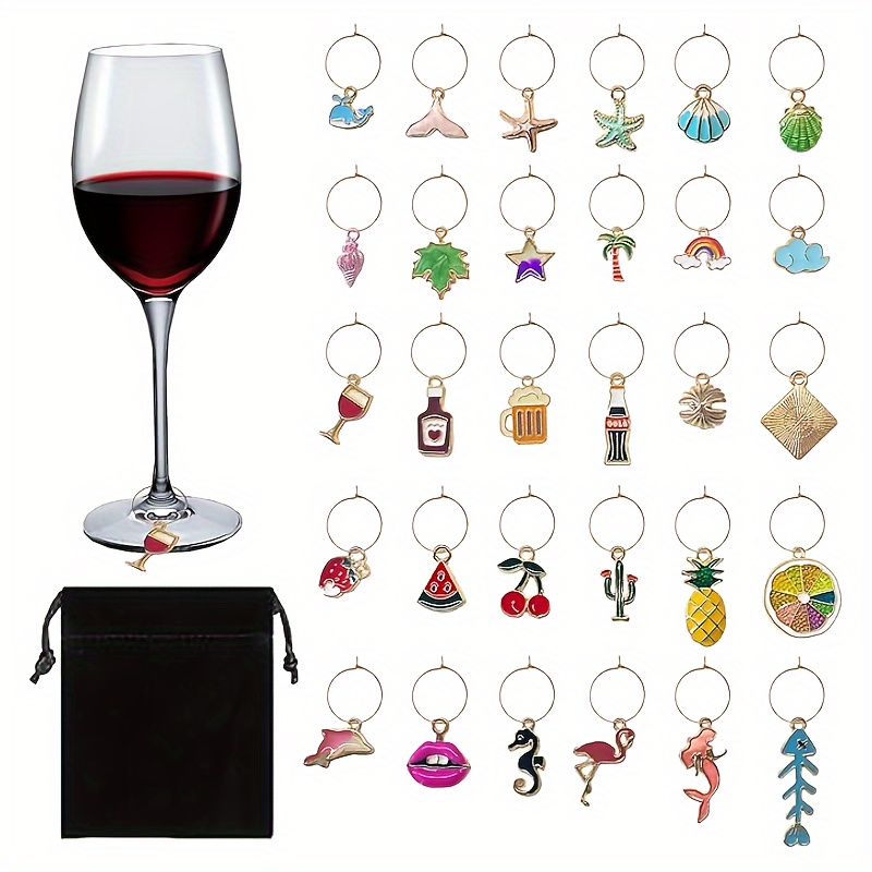 wine glass charms sold on Temu United States