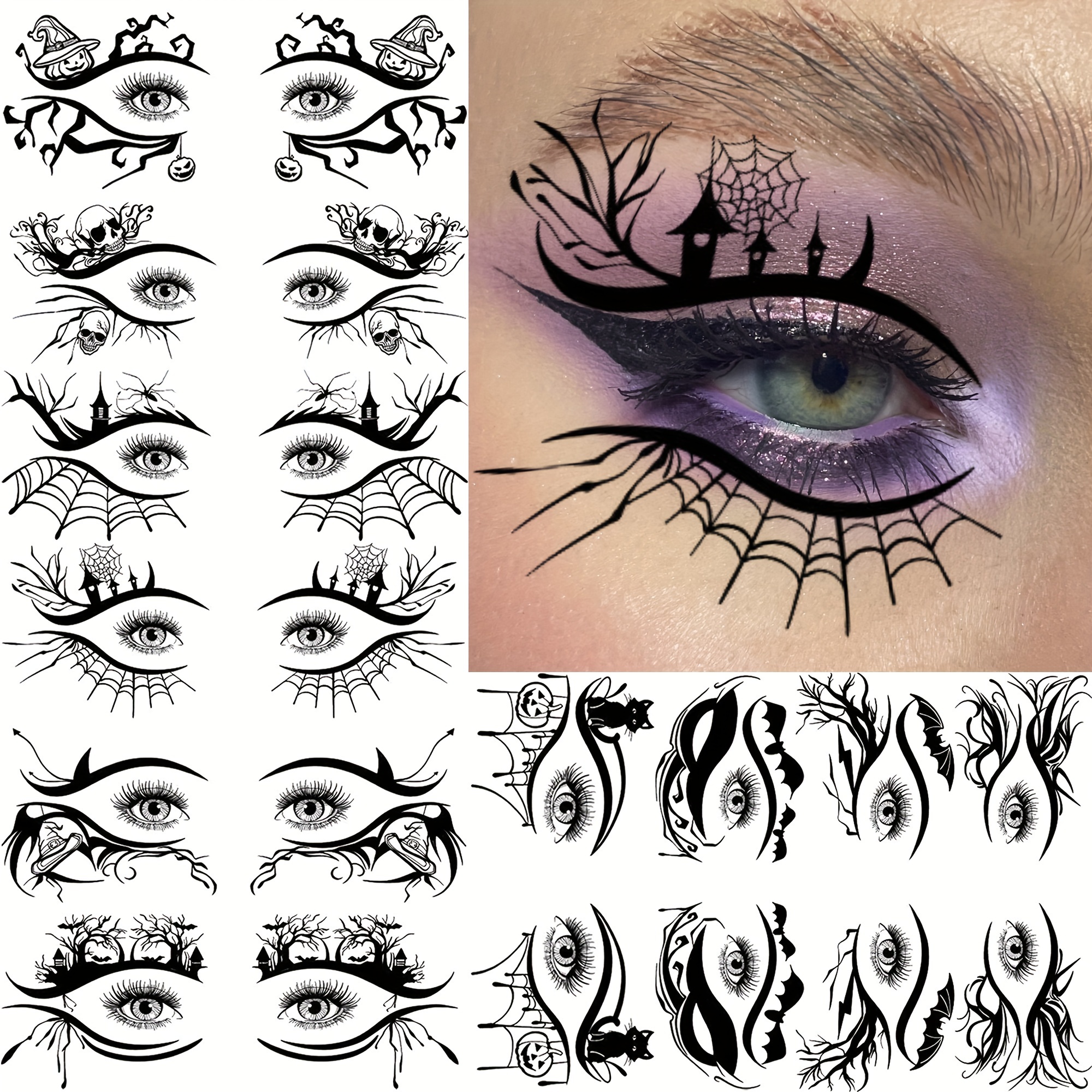 

Eye Makeup Temporary Tattoos For Men And Women, 10 Pack Realistic Fake Eye Corner Tattoo Stickers, Long-lasting Oblong Eyelid Decals For Cosplay And Parties