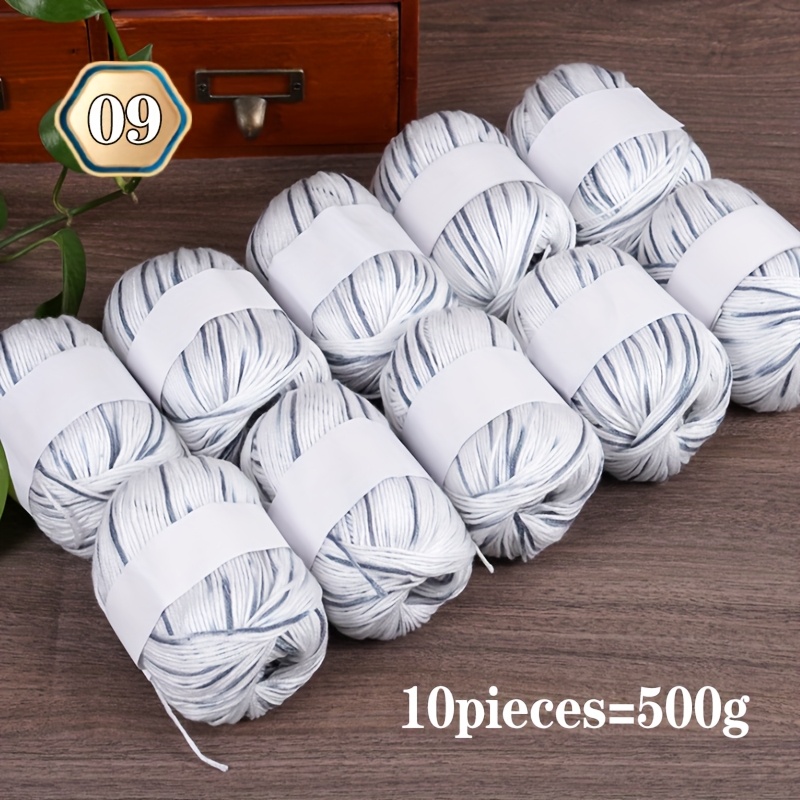 Pack Of 10, 500g, Colored Silk Yarn, Gradient Color Thread For Knitting Sweaters, Crochet Vest Shawls, Handmade Knit Balls