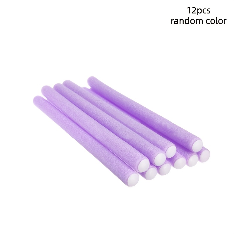 TEMU 12pcs Elastic Curling Stick | Soft Foam Curling Stick, Random Color Modeling Tool, Salon Texture And (color Random)