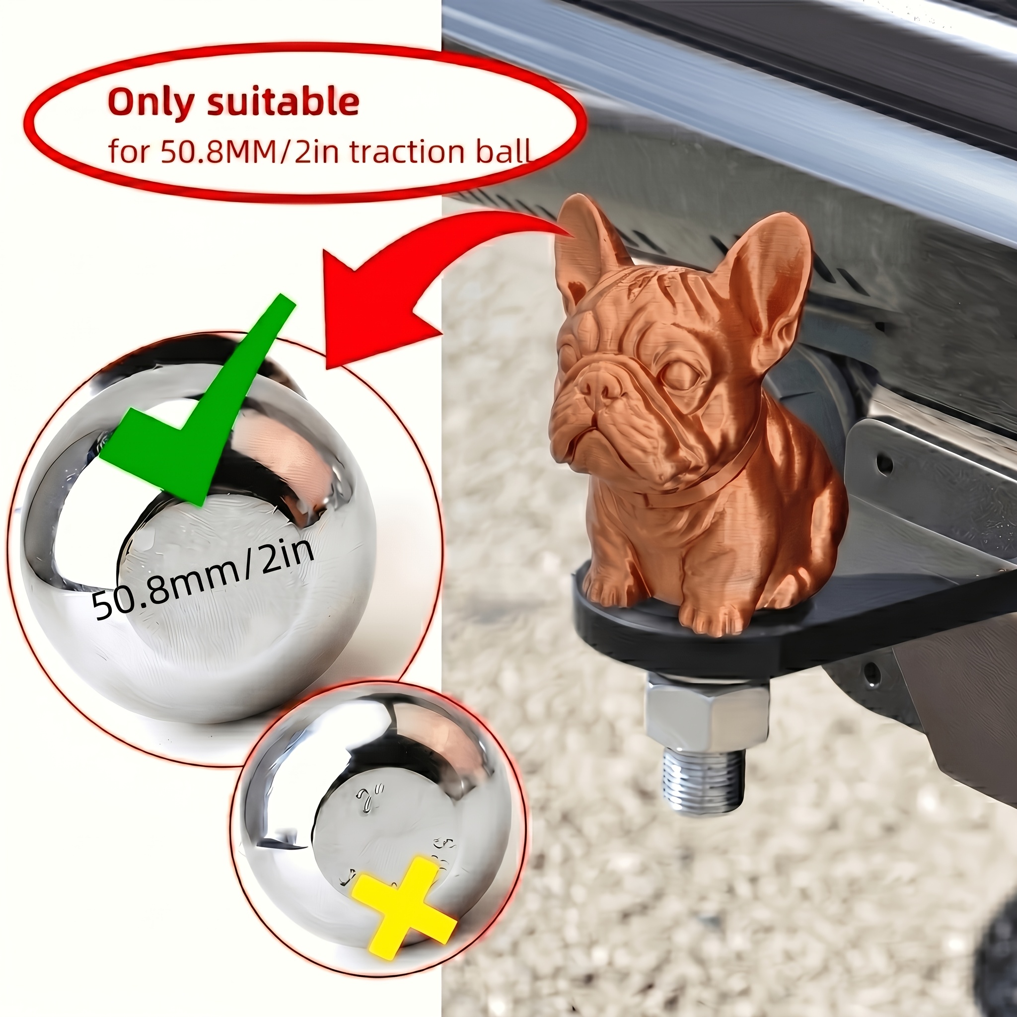TEMU Random Color Cute Bulldog Trailer Hitch Cover, Trailer Hitch Cap, Trailer Ball Head Connector Cover, Suitable For 50.8mm/ 2inch Ball Head Caps|