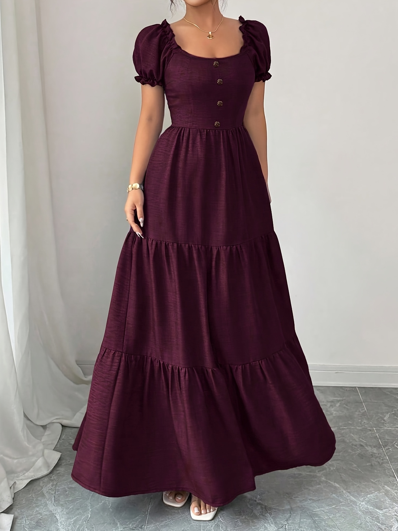 knee length dresses for ladies Floral Long Sleeve Chiffon Maxi Dress
