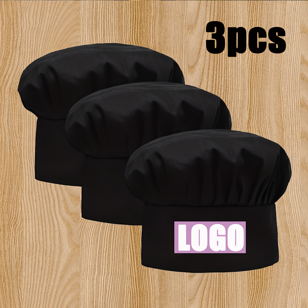 TEMU 3pcs Custom Photo Chef Hat, Customizable With Logo Or Photo Adjustable Kitchen Cooking Hat