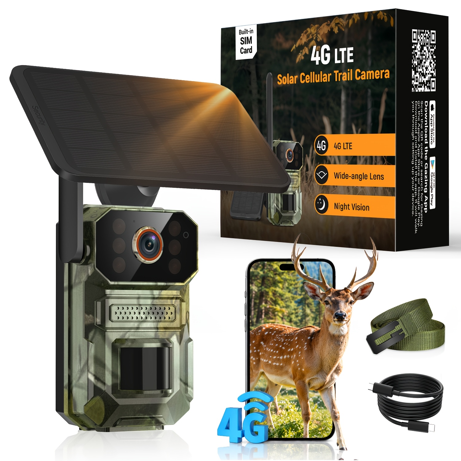 TEMU 4g Lte Cellular Trail Camera, 2160p Security Cameras Wireless Outdoor, Infrared Night Vision, Voice, Remote Access, No Wifi Required, Suitable