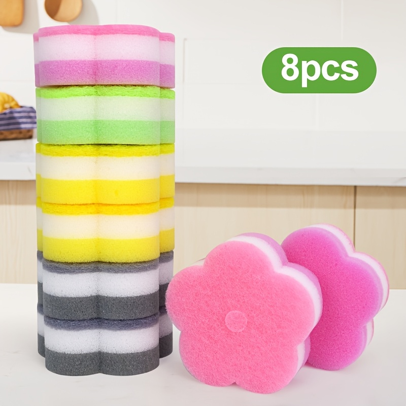 Image of 8/16/24pcs Five- Colored Three-layer Sponge Wipe, Household Cleaning Dishwashing Sponge, Random Color