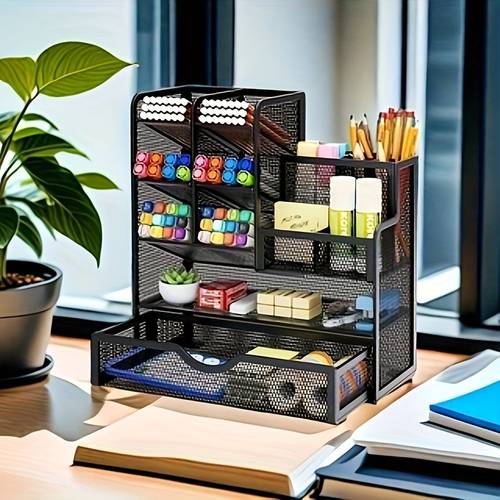 . eisenmaschen-schreibtisch-aufbewahrungsregal, multifunktionales schreibwaren-organizer, büro-schreibtischzubehör, - und schlafzimmerdekoration, aufbewahrungs- und organisationslösung für zuhause