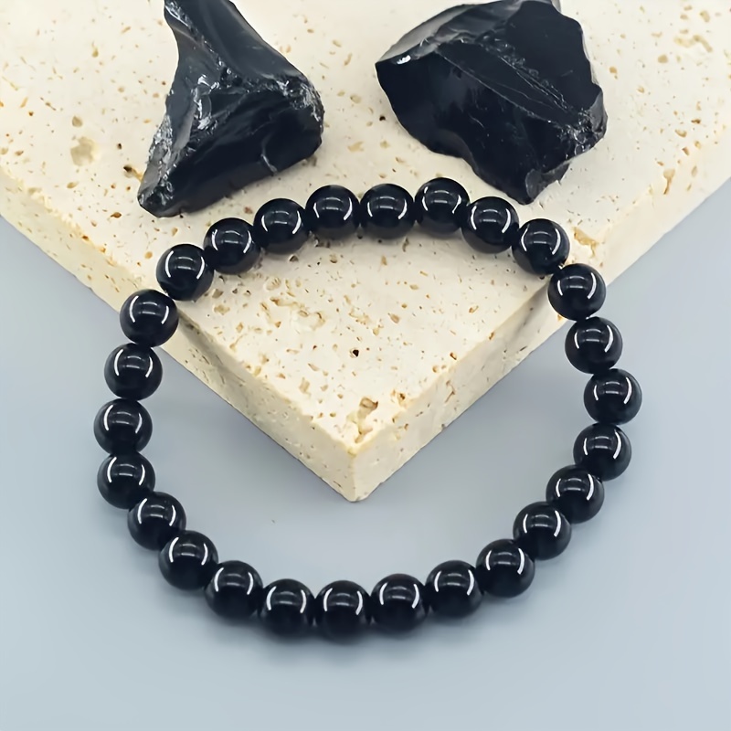 Chic Black Stone Beaded Bracelet - Boho-inspired Fashion Accessory, Perfect For Couples & Gifts