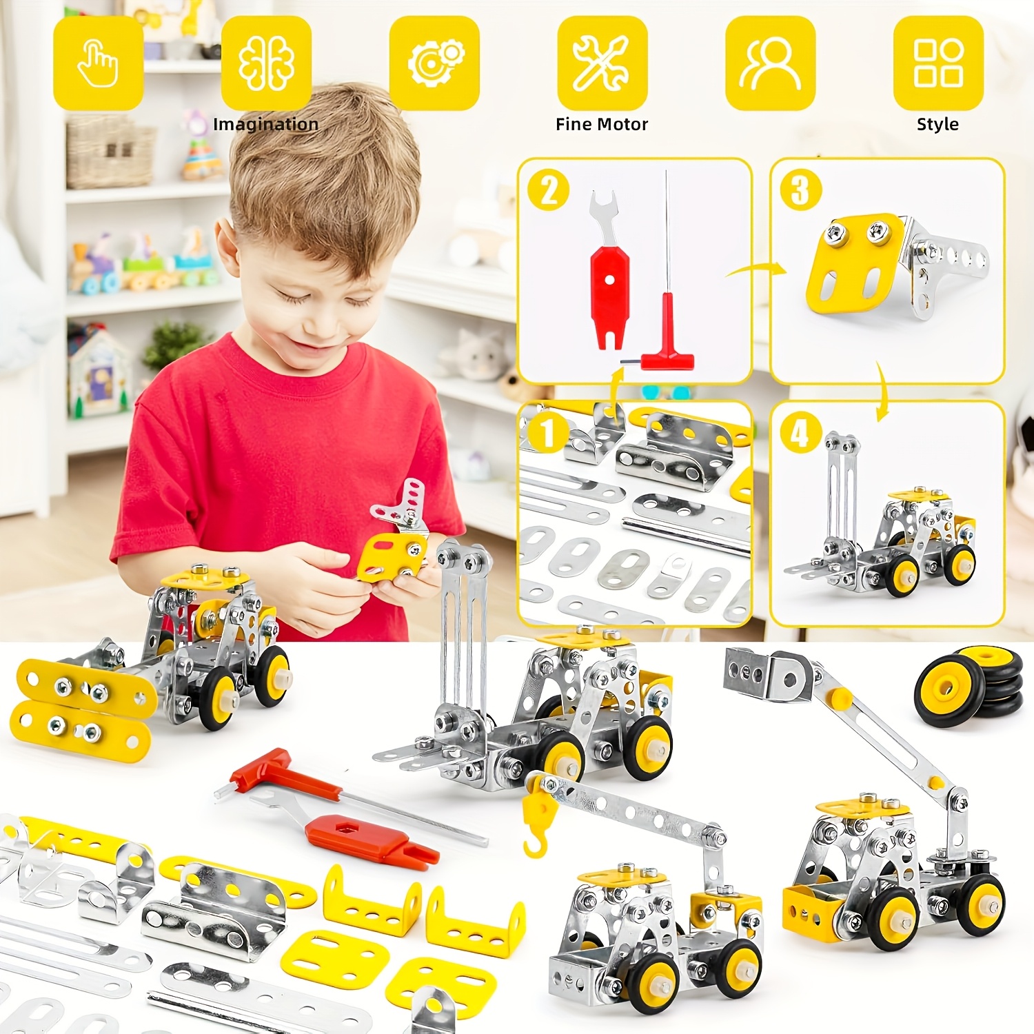 Metal Engineering Vehicles Model Kit, 330pcs