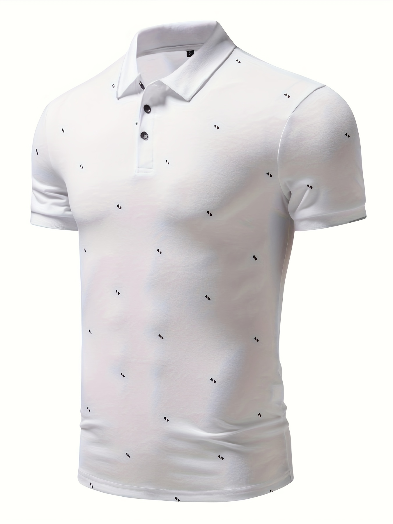 Geometric graphic print golf shirt Men's Black Golf Polo (Black