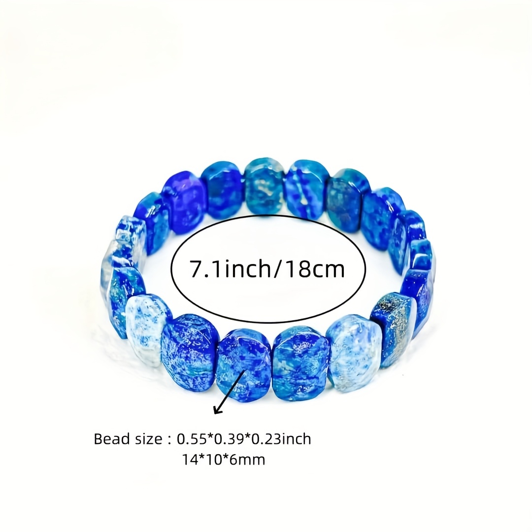 Natural Lapis Lazuli Bracelet Faceted with Golden Flecks September Birthstone