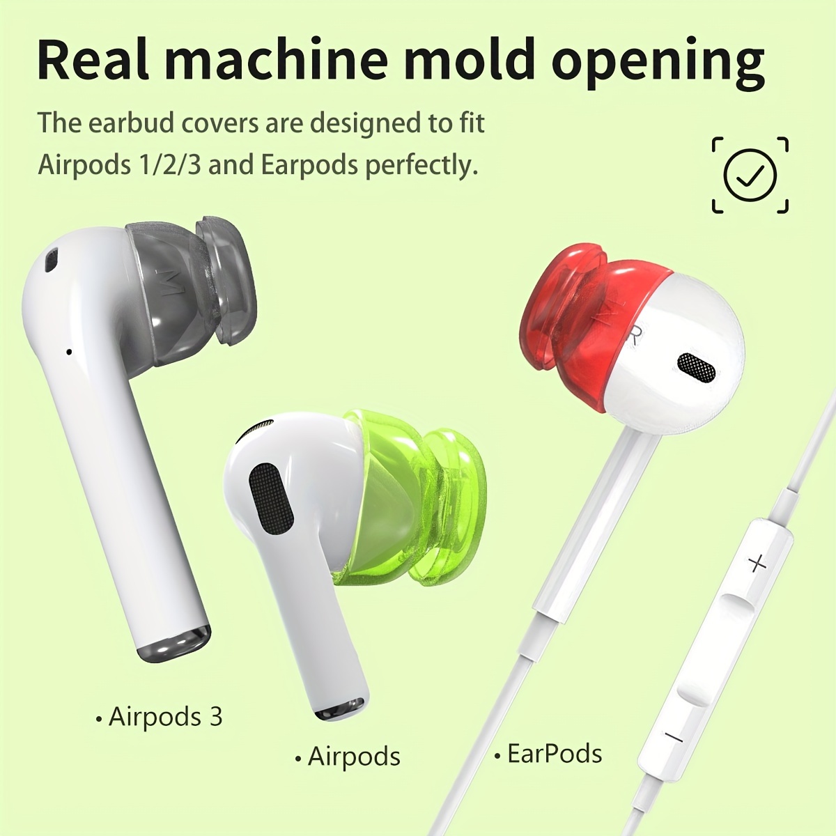 

5-piece Transparent Jelly Ear Tips For For Airpods 1/2 & 3 - Comfortable Tpu Earbud Covers + Storage Case