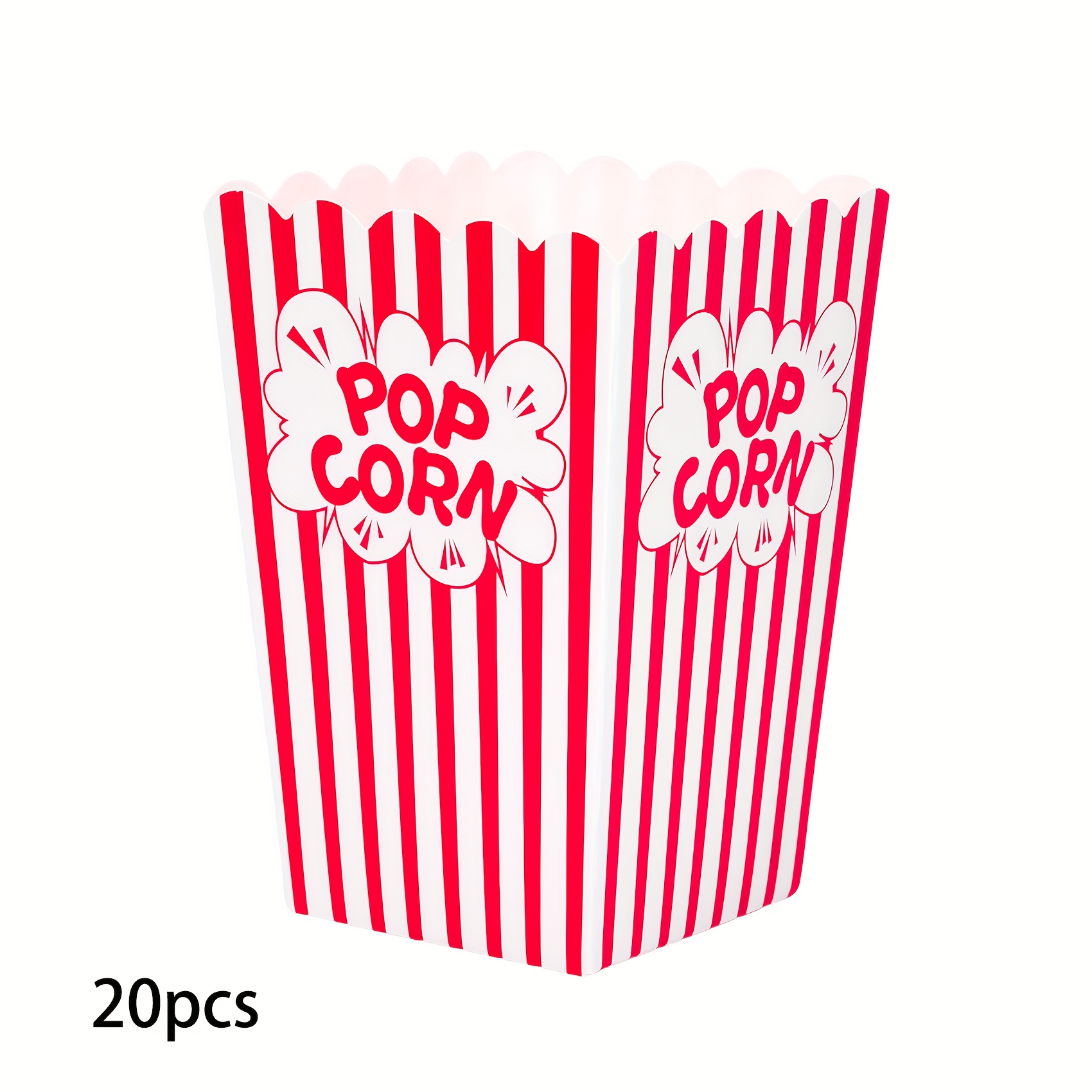 E-shop 10 Stück/20 Stück/50 Stück Popcorn-Boxen für Partys – Rot-Weiß Gestreifte Popcorn-Tüten, Popcorn-Eimer & Popcorn-Schalen – Party-Set für Kino,