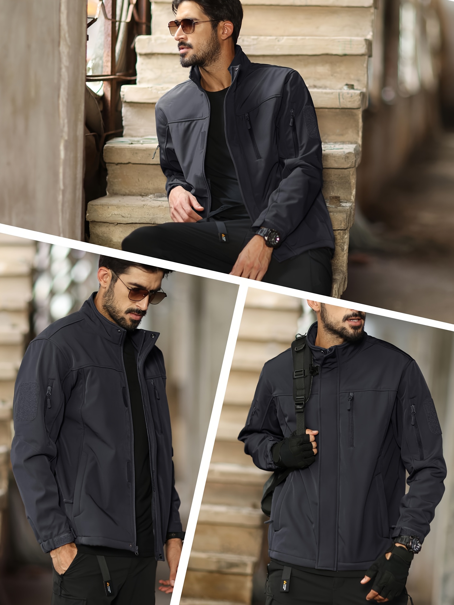 Men'S Soft Shell Windproof Jacket 6 Pockets Polyester Fleece Lining Hiking Winter Jacket Windbreaker Outwear Binded Cuff Perfect For Hunting, Fishing, Hiking, Camping, Climbing