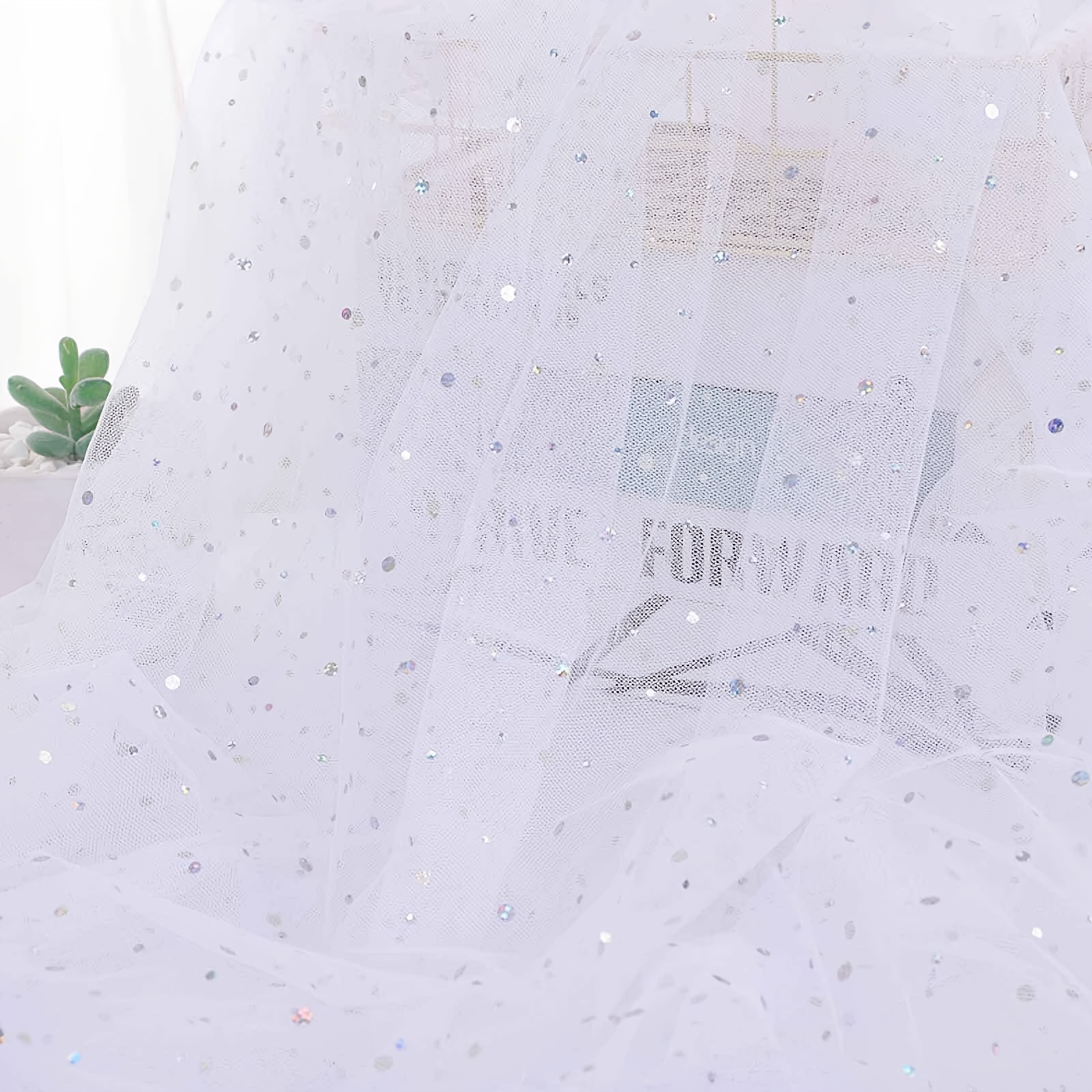 [sparkly Tulle Fabric] Sparkly Sheer 60" Wide X 40" Long Colorful Laser-cut Polka Dot Mesh Fabric - Tulle Fabric For 's Clothing, Wedding Dresses, Tutus & Diy Crafts, Hand Wash Only