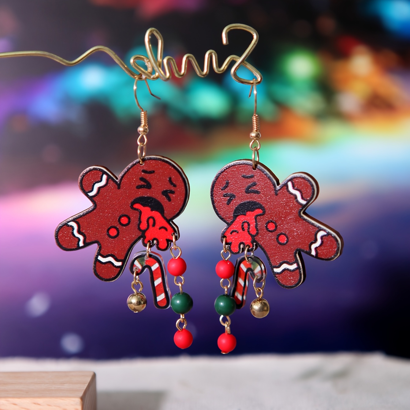 TEMU Funny Cute Statement Earrings, Creative Handmade Gingerbread For Man Vomiting Acrylic Earrings For Christmas And Halloween, Spring And