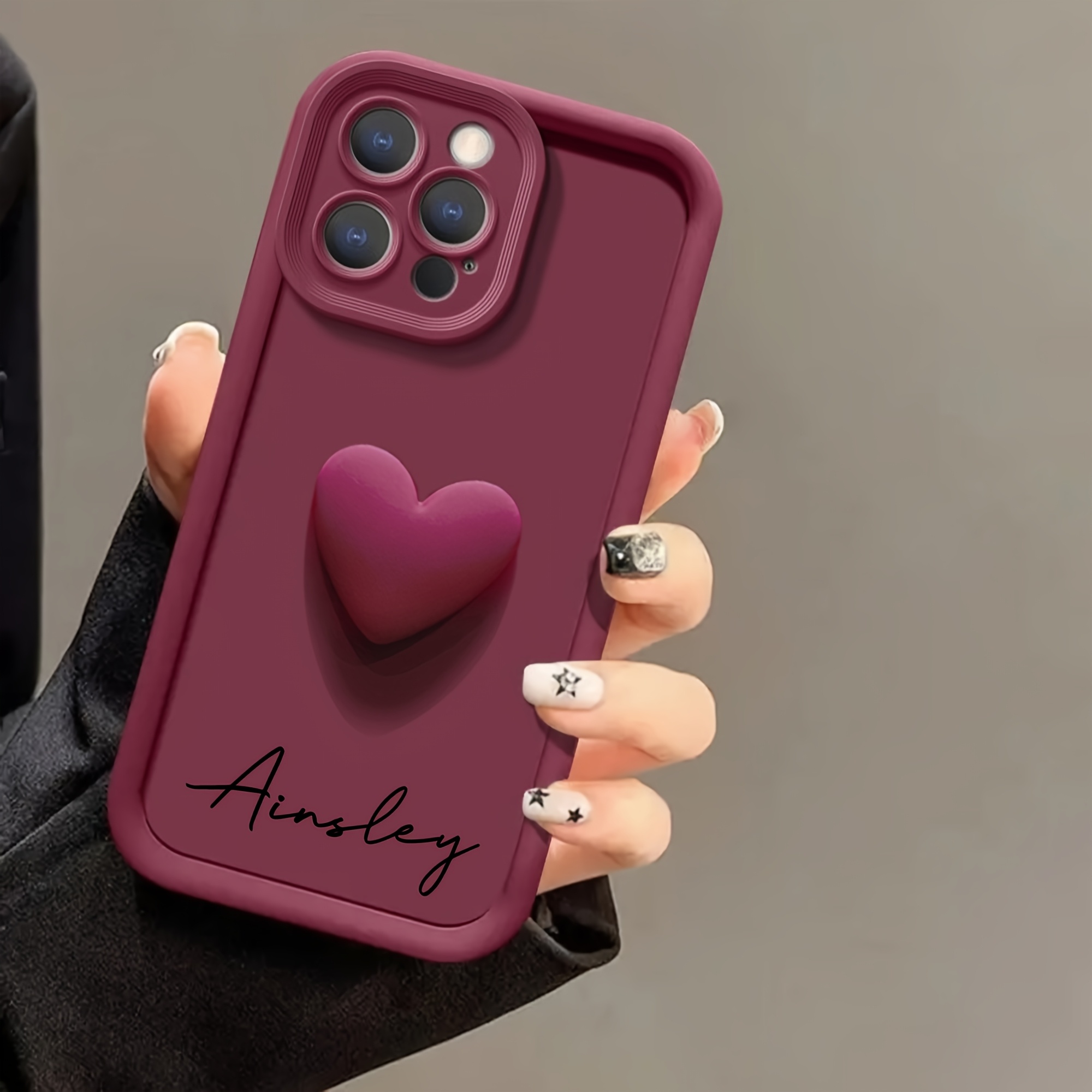 Prilagojena DIY 3D Srčna Ovitek za Telefon z Imenom, Kompatibilen z iPhone 16 15 14 13 12 11 Pro , Osebno Prilagojen, Trajen, in Modni Pokrovče